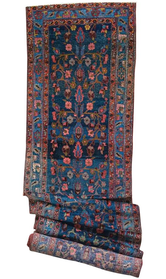 Antique Navy Hand Knotted Runner # 2603 | 3' 7