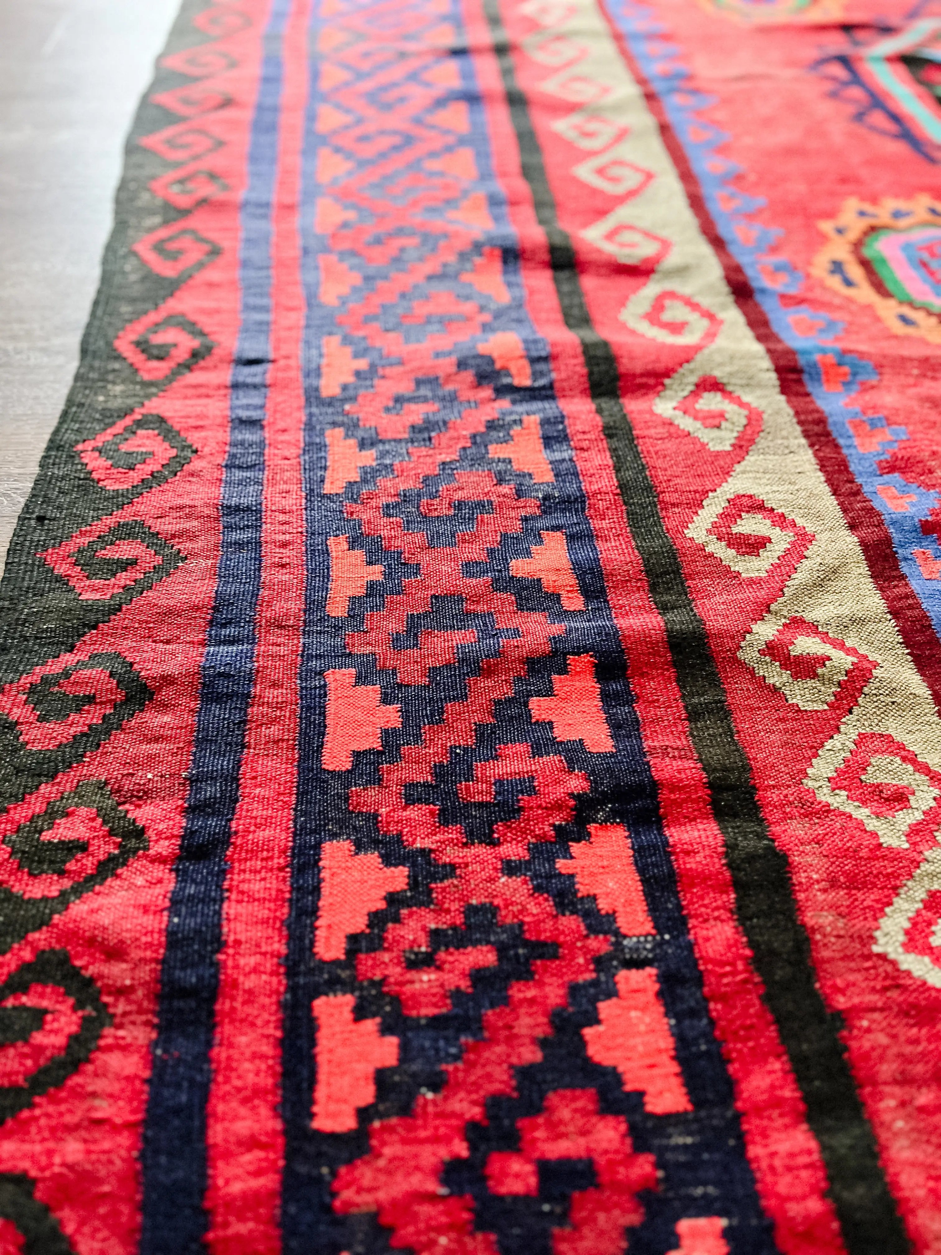 Vintage Flat Weave Rug # 3285 | 7' 8