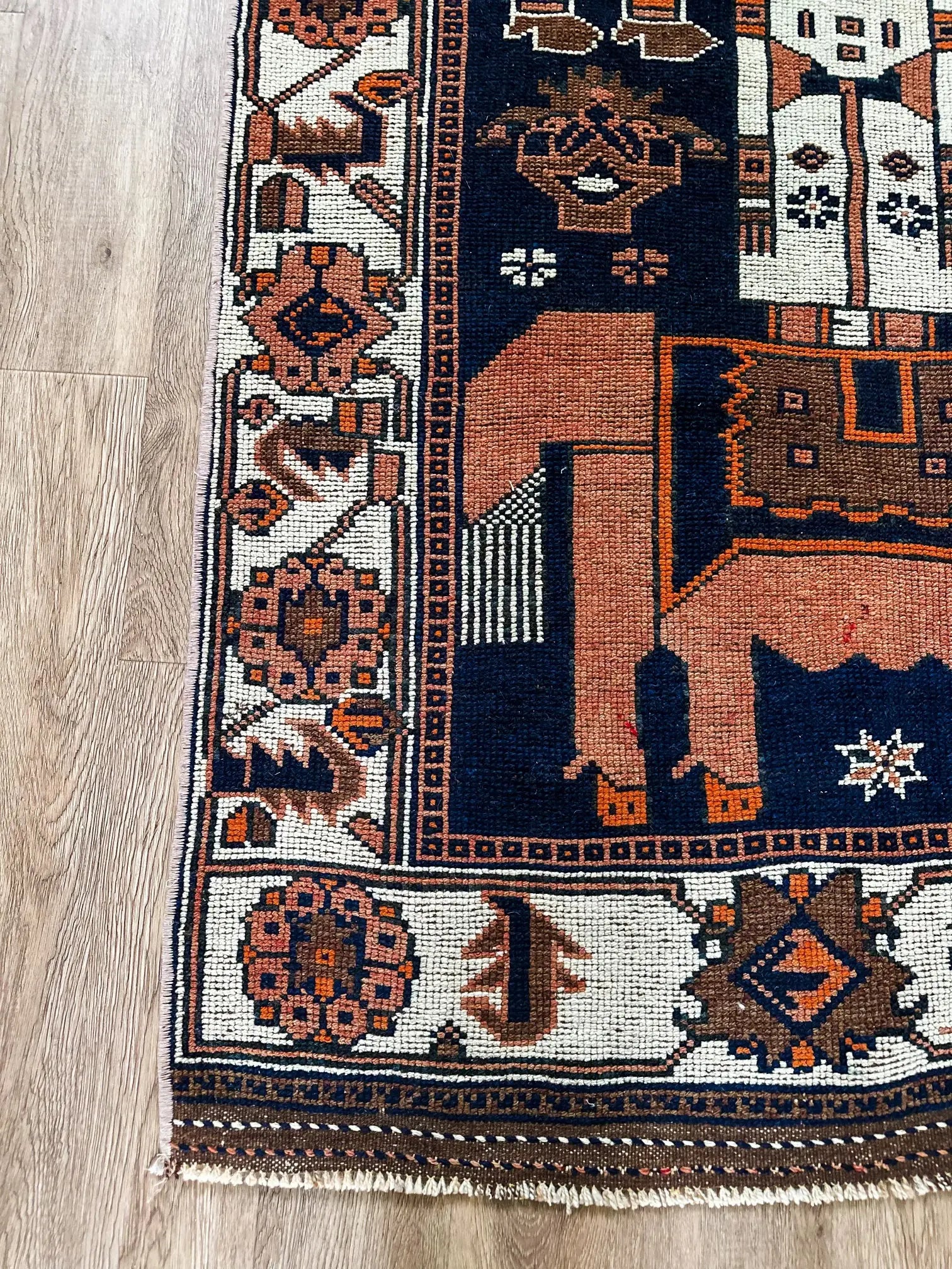 Vintage Hand Knotted Runner # 3059 | 4’ 2” x 13’ 10” Krazy For Rugs