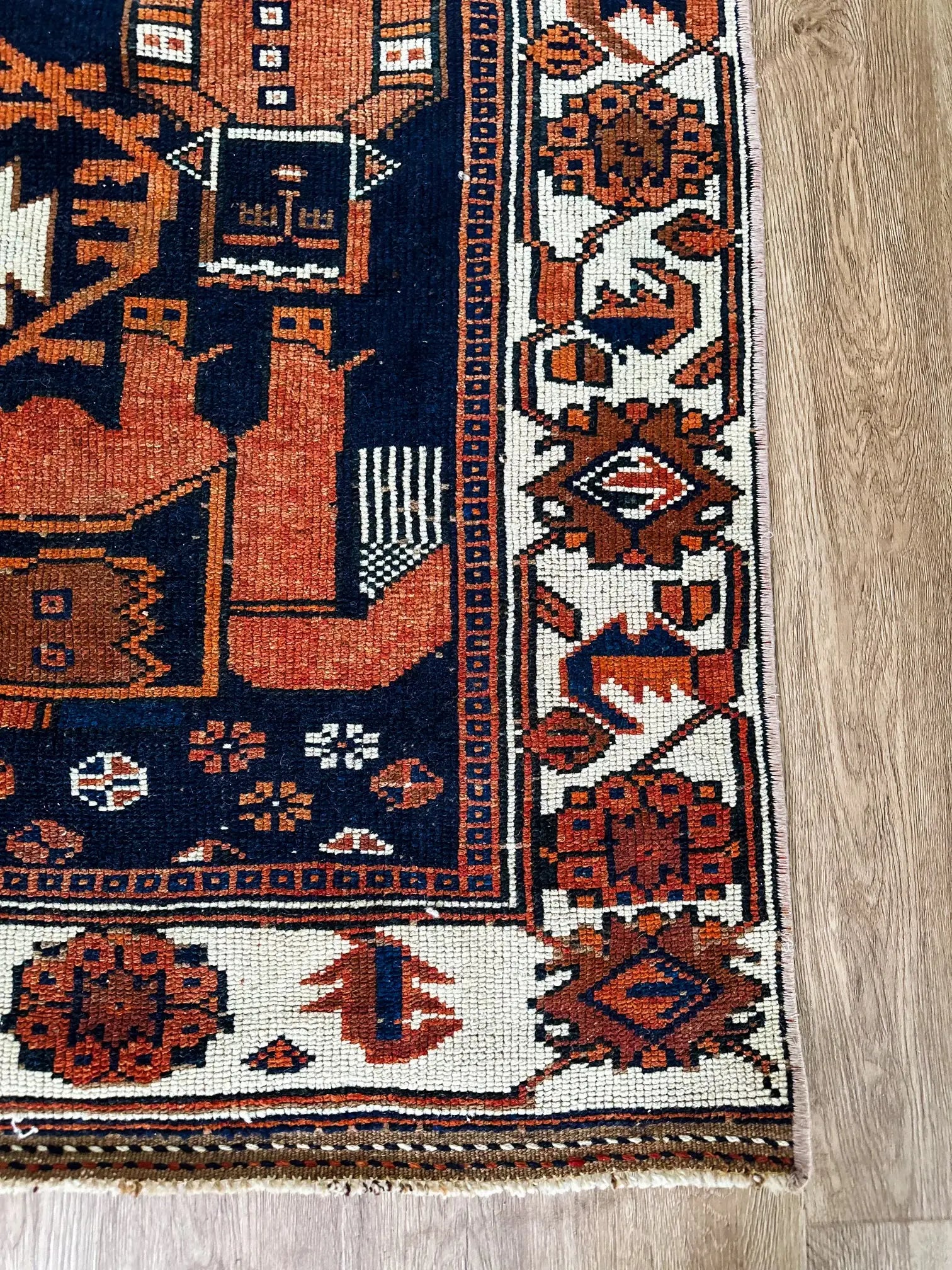 Vintage Hand Knotted Runner # 3059 | 4’ 2” x 13’ 10” Krazy For Rugs