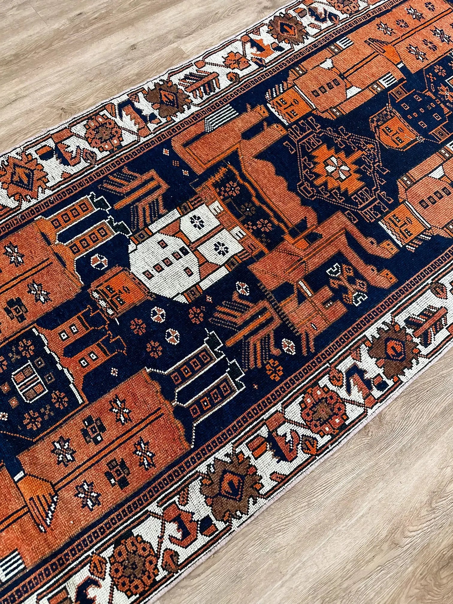 Vintage Hand Knotted Runner # 3059 | 4’ 2” x 13’ 10” Krazy For Rugs