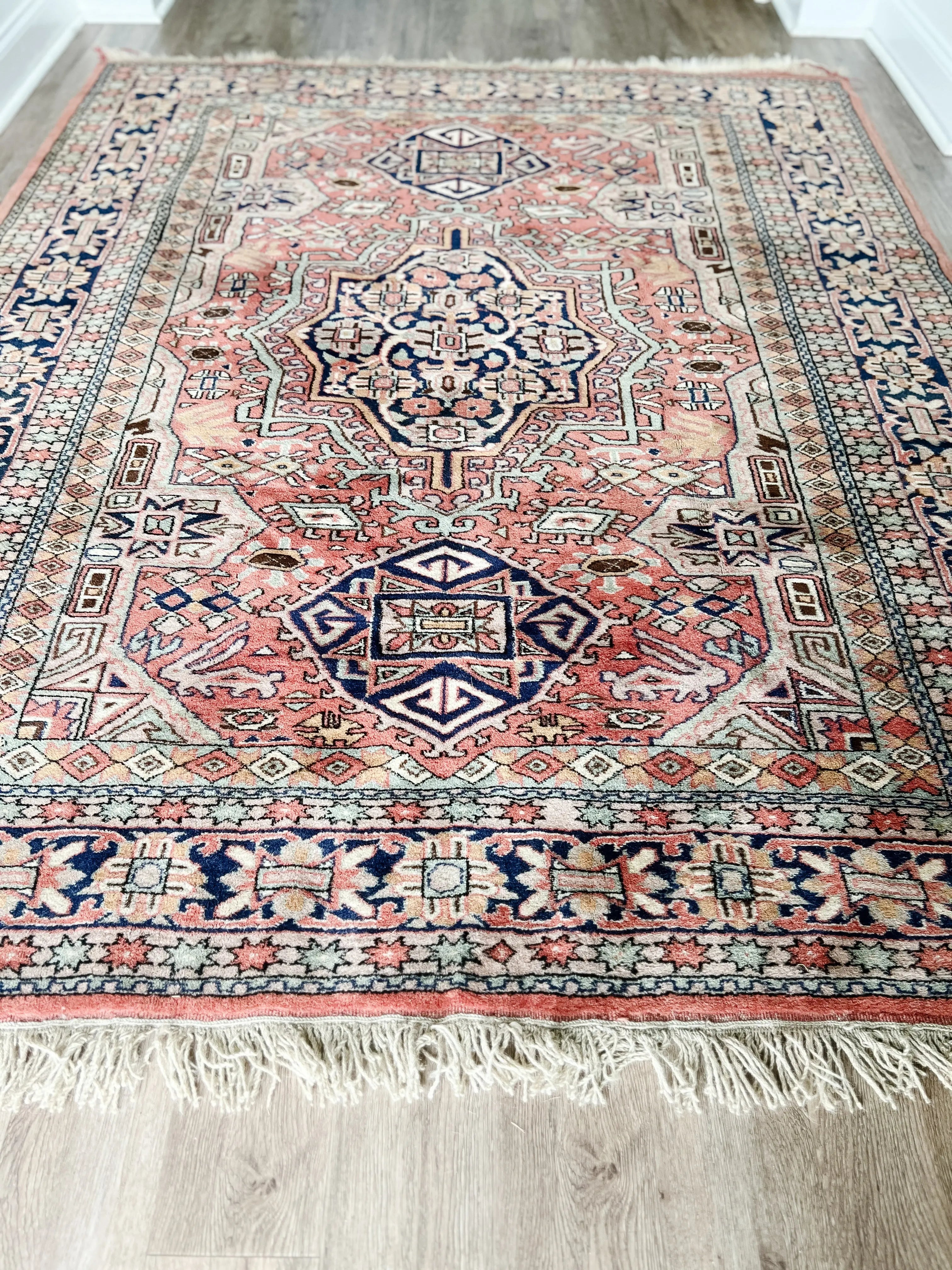 Vintage Hand Knotted Rug # 3330 | 6’ 1” x 8’ 1” Krazy For Rugs