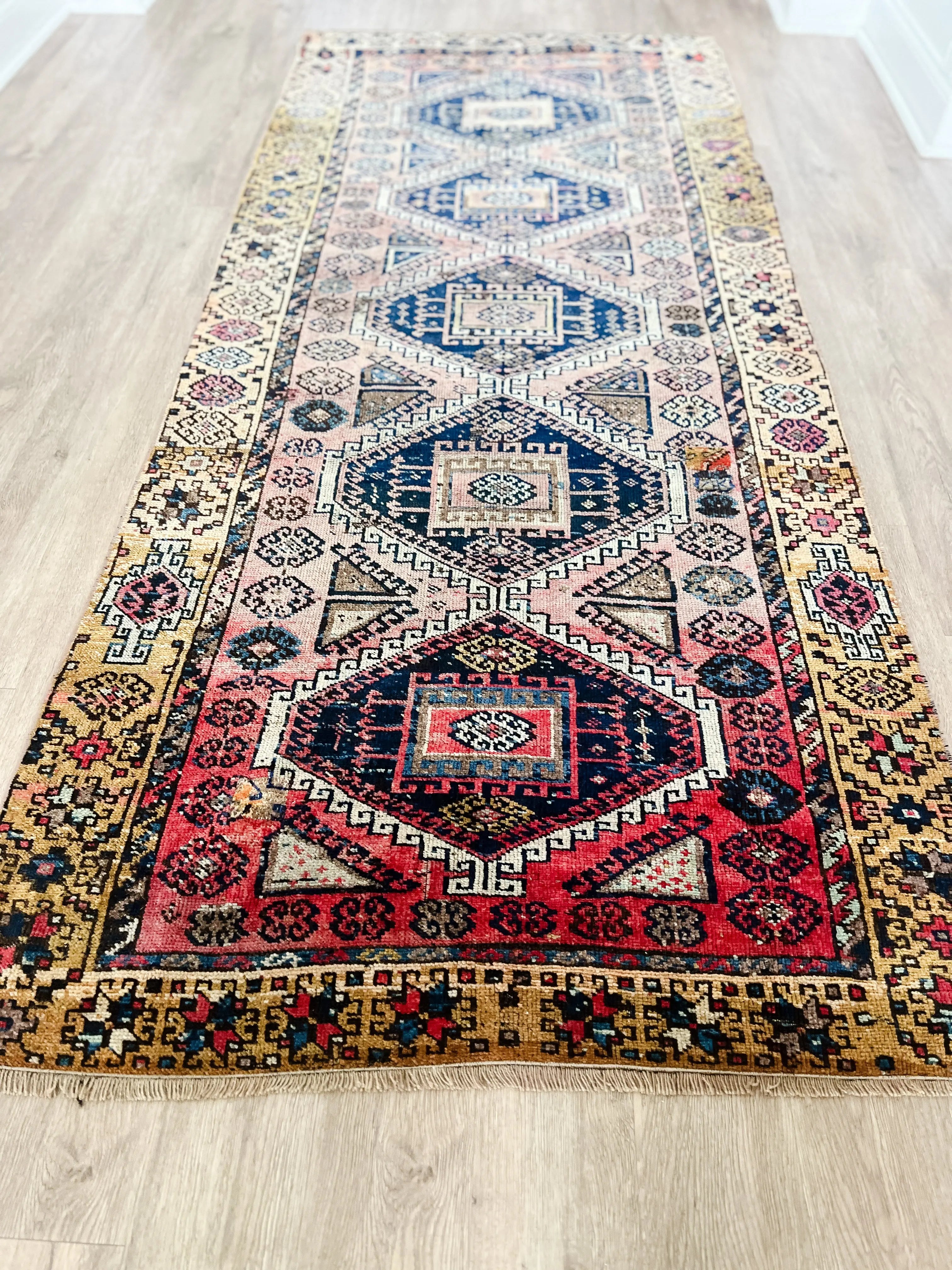 Vintage Hand Knotted Runner # 3225 | 3’ 7” x 8’ 7” Krazy For Rugs