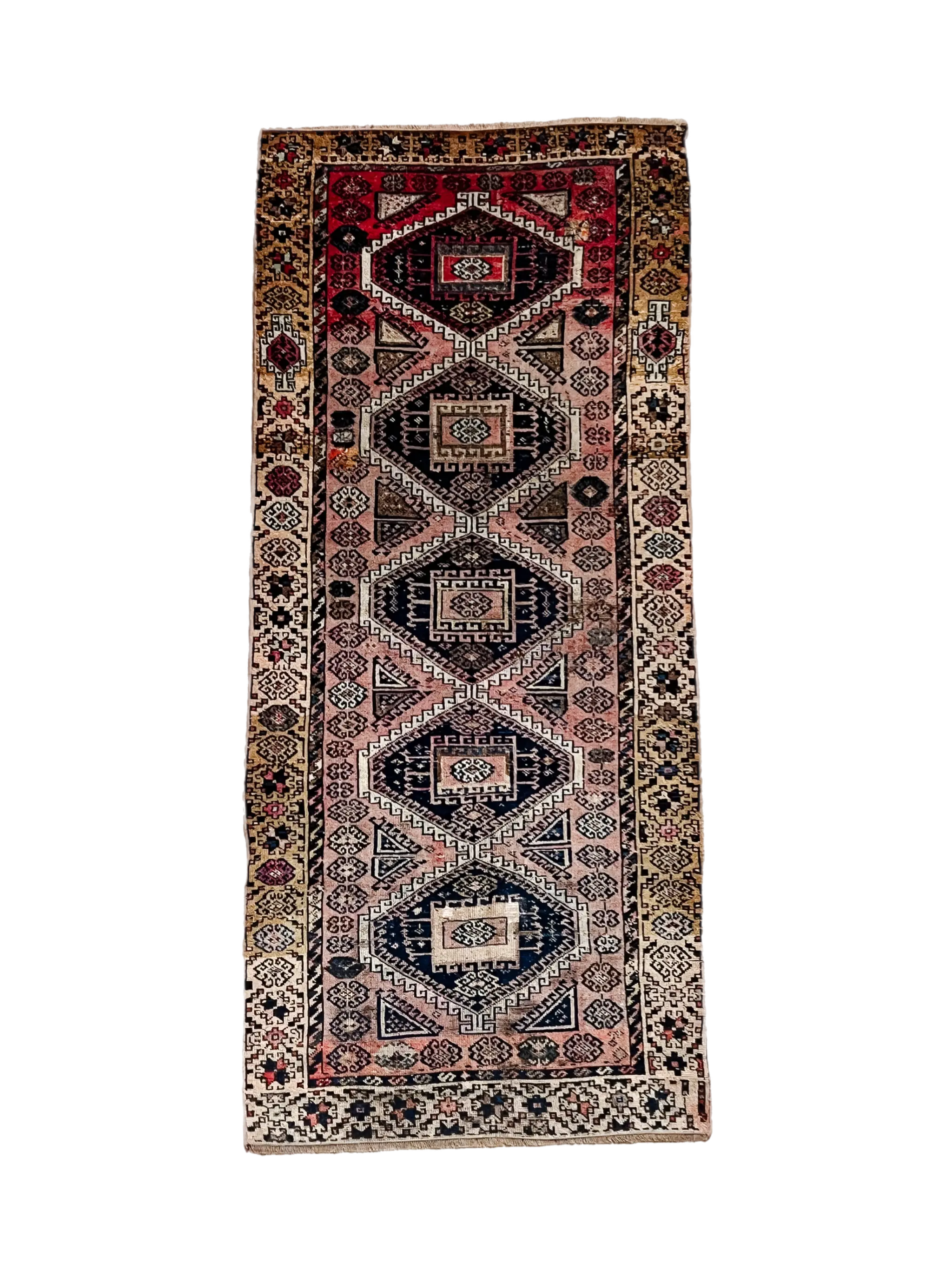 Vintage Hand Knotted Runner # 3225 | 3’ 7” x 8’ 7” Krazy For Rugs