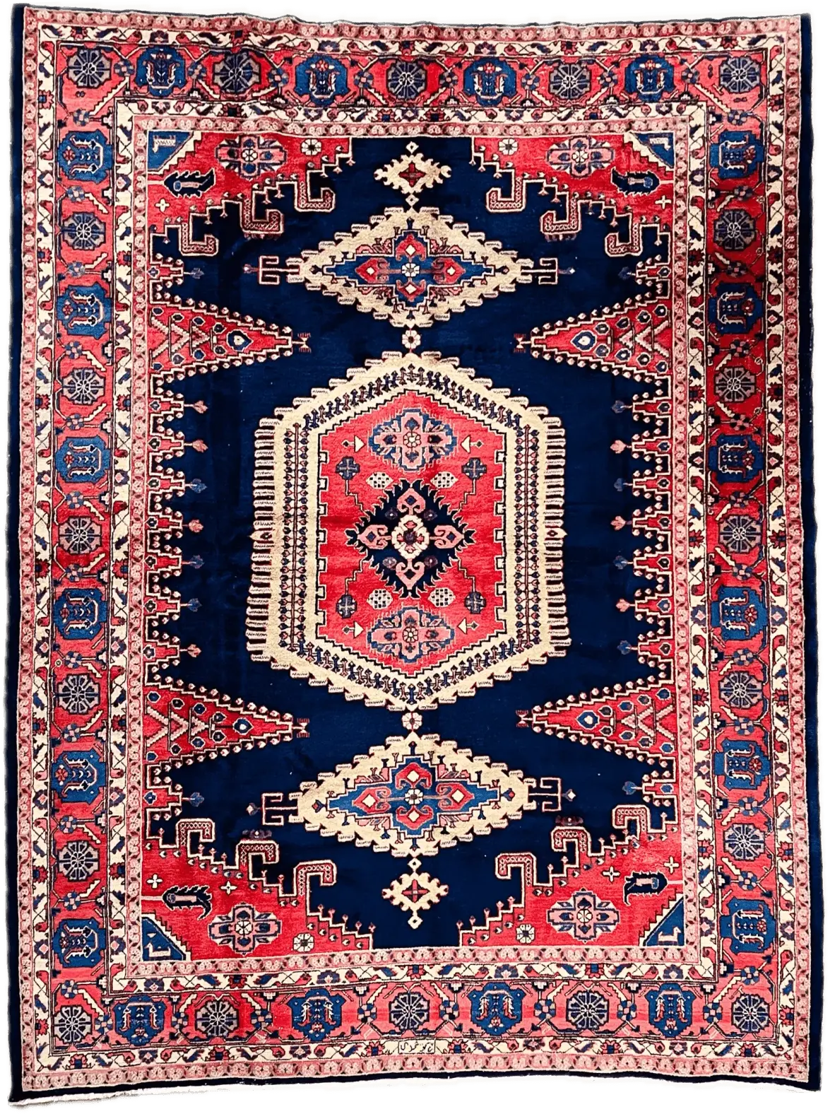 Vintage Hand Knotted Navy Rug # 3048 | 9' 5