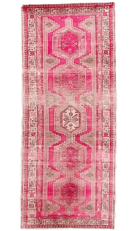 Vintage Hand Knotted Runner # 2665 | 3' 9