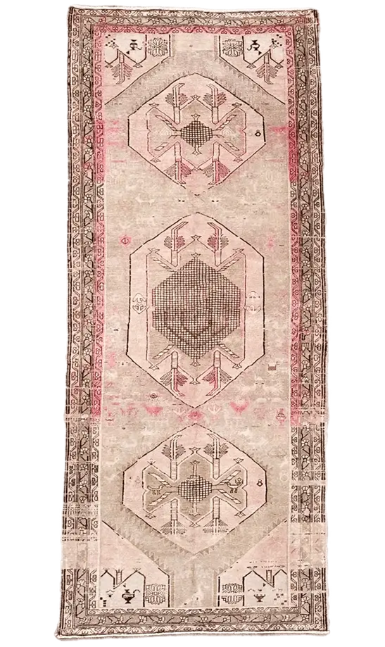 Vintage Hand Knotted Runner # 2694 | 3' 9